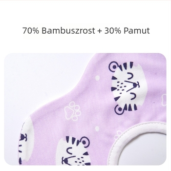 Kangobaby 360° forgó bambuszrostból készült bébi bib, nedvszívó, minták: állatok/betűk/rajzfilmek, 0–3 éveseknek