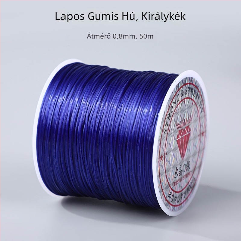 50 m színes, lapos elasztikus zsinór, 0,8 mm, karkötők és gyöngyfűzéshez; DIY elasztikus zsinór
