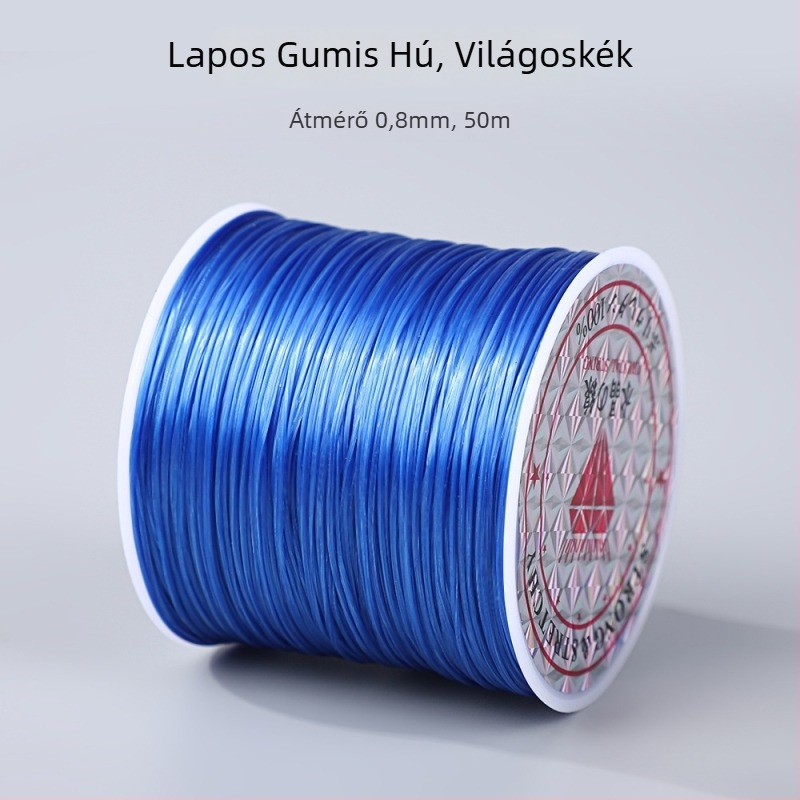 50 m színes, lapos elasztikus zsinór, 0,8 mm, karkötők és gyöngyfűzéshez; DIY elasztikus zsinór