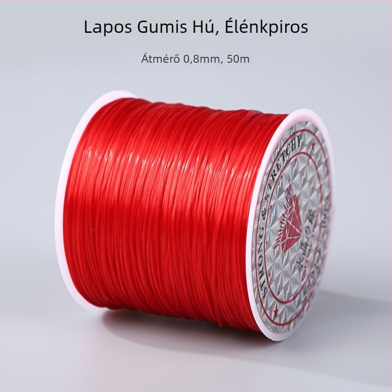 50 m színes, lapos elasztikus zsinór, 0,8 mm, karkötők és gyöngyfűzéshez; DIY elasztikus zsinór