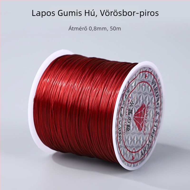 50 m színes, lapos elasztikus zsinór, 0,8 mm, karkötők és gyöngyfűzéshez; DIY elasztikus zsinór