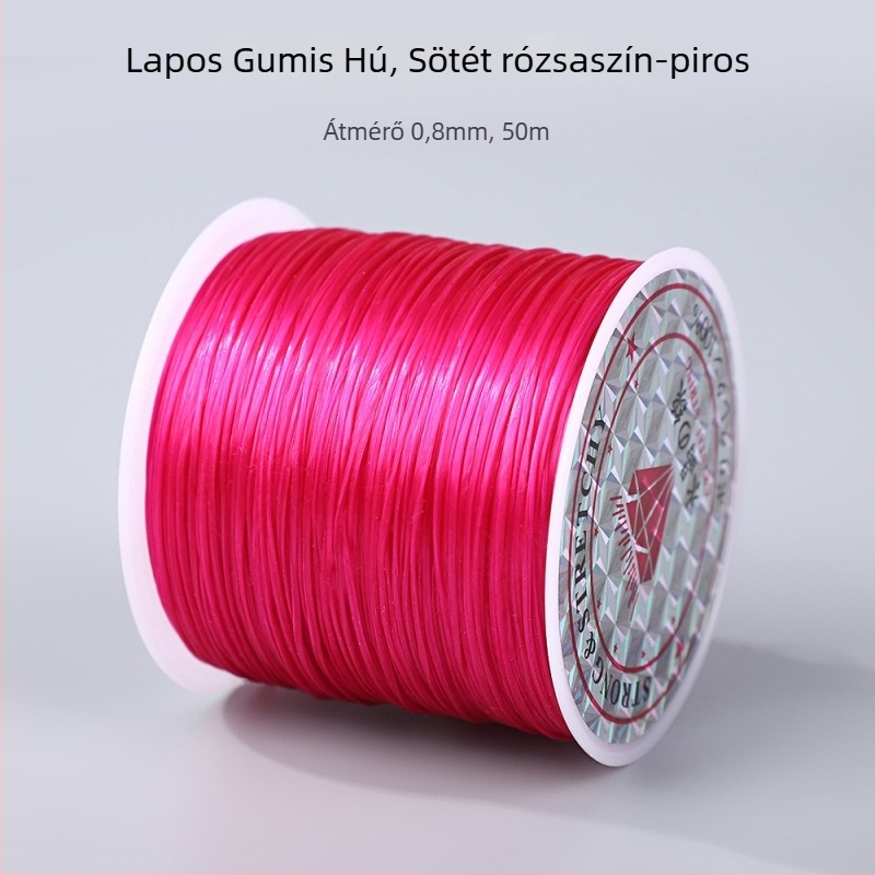 50 m színes, lapos elasztikus zsinór, 0,8 mm, karkötők és gyöngyfűzéshez; DIY elasztikus zsinór