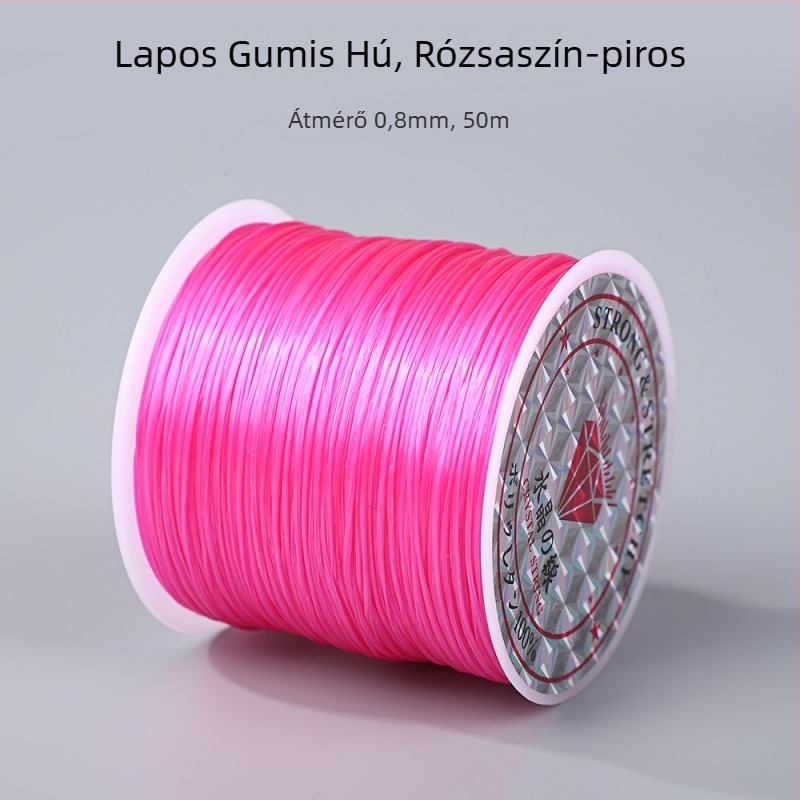 50 m színes, lapos elasztikus zsinór, 0,8 mm, karkötők és gyöngyfűzéshez; DIY elasztikus zsinór