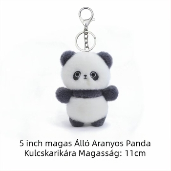 Panda plüss baba hátizsákhoz és kulcstartóhoz — rövid plüss, PP gyapot töltet, hálós zacskóban csomagolva, 7–14 éveseknek megfelelő
