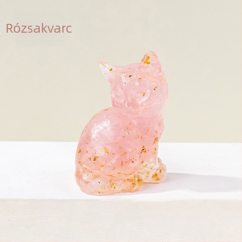 Kristály macska díszfigura, modern minimalista stílusú otthoni és irodai dekoráció, egyedi PP zacskóban csomagolva, ajándékba kész