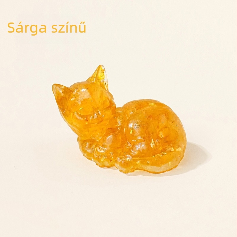 Kristály macska díszfigura, modern minimalista stílusú otthoni és irodai dekoráció, egyedi PP zacskóban csomagolva, ajándékba kész