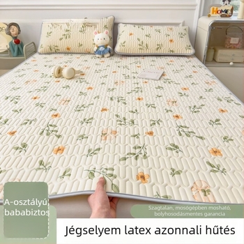 Latex hűsítő matrac háromrészes készlet, ágynemű ice silk, gépi mosás, nyári matrac