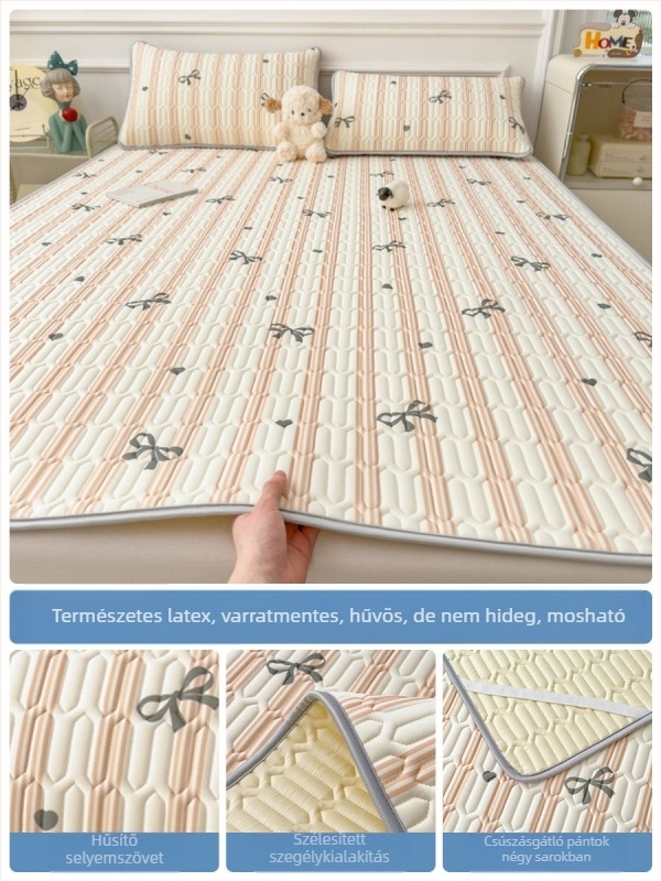 Latex hűsítő matrac háromrészes készlet, ágynemű ice silk, gépi mosás, nyári matrac