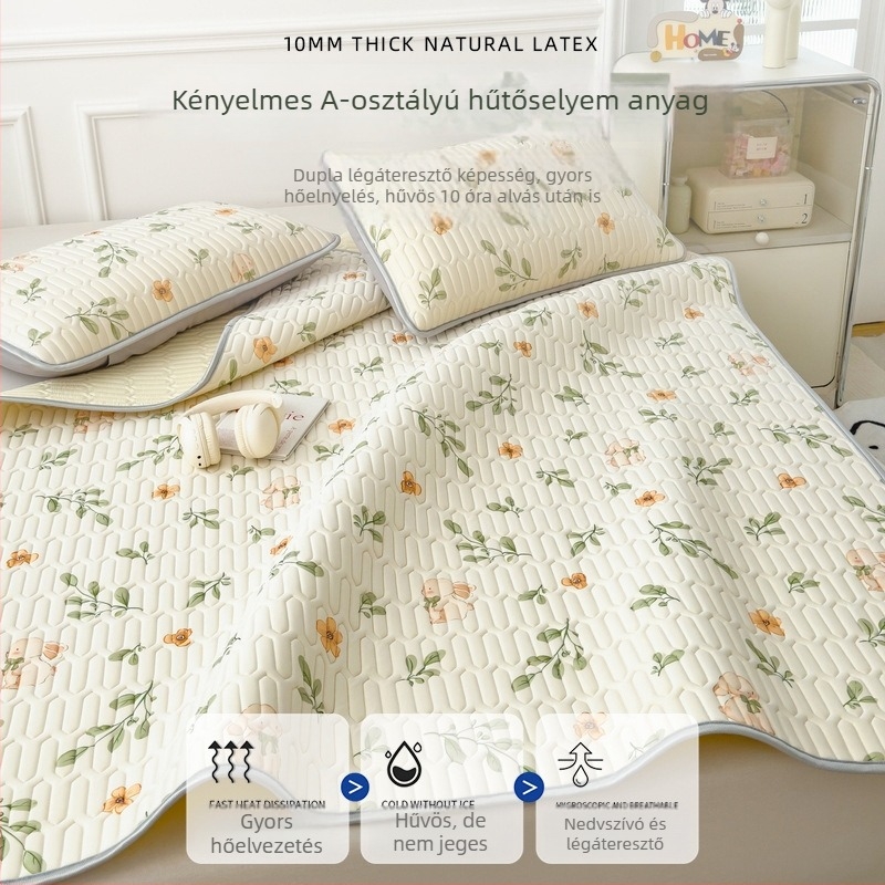 Latex hűsítő matrac háromrészes készlet, ágynemű ice silk, gépi mosás, nyári matrac