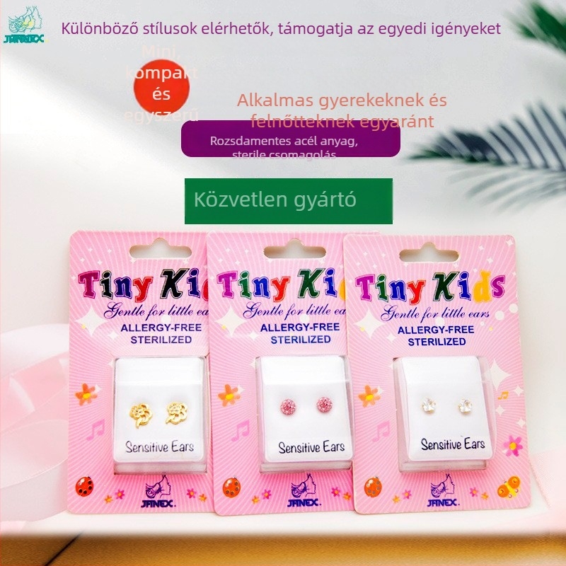 Fülbevalók rozsdamentes acélból, geometrikus forma, 925 ezüst szárakkal, koreai stílusú, gyerekeknek