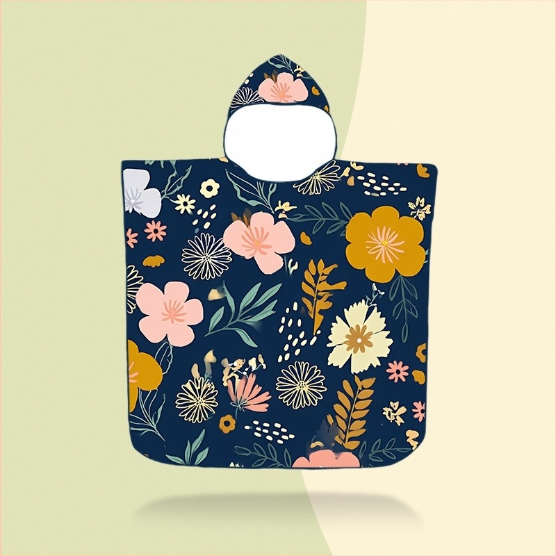 Gyerekek kapucnis fürdőlepedő köpeny – Mikroszálas, 200–300 g, 16 szálú fonal, nyomtatott