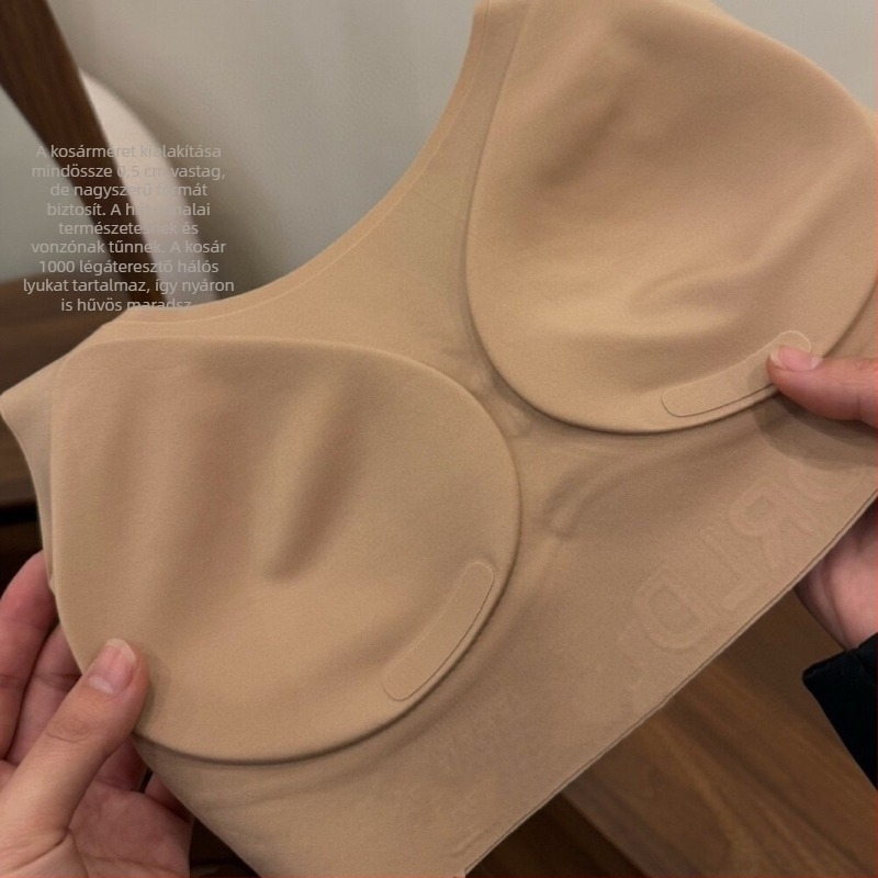 Sima varrat nélküli hátrészű melltartó wrap-stílusban, vékony formázott kosárkák, egyszínű testszín, fix kosár, méret 50