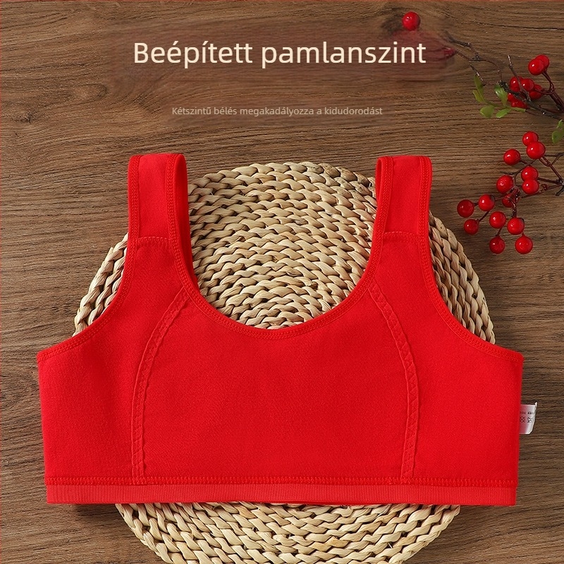 Lányoknak szóló mellény-stílusú alsónemű készlet, gyapot anyag, teljes kosár, vékony formázott kosár, szivacs bélés, rögzített dupla vállpántok, lélegző és kényelmes