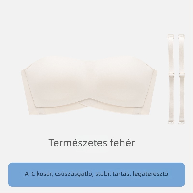 Vállpánt nélküli, láthatatlan bandeau melltartó kis mellekhez, push-up, csúszásmentes, nyakba rögzíthető