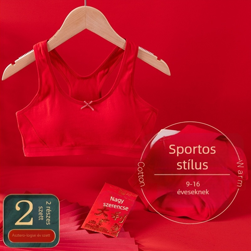 Lányoknak szóló pamut alsónemű készlet vékony formázott kosarakkal, teljes kosár, pamut bélés, acélgyűrű nélkül