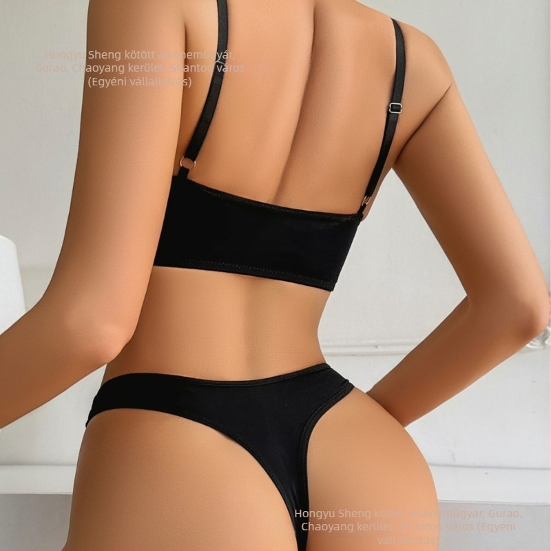 Nylon anyagú melltartó-készlet, 3/4 kosár, moldmentes kosár, csipkés vállpántok, előre záró csat, párnázás nélkül