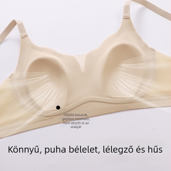 Vékony, formázott kosaras melltartó, varrat nélküli, lélegző nylon anyag, bélés 70–80% nylon, rögzített dupla vállpántok, hátul négy sor kapocs
