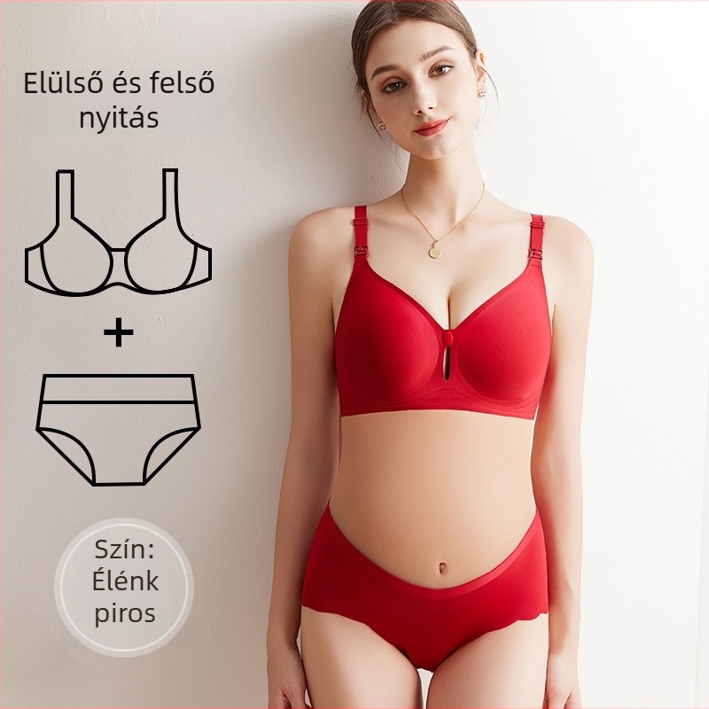 Nylon melltartó szett szoptatáshoz, 3/4 kosár, vékony formázott kosár, fix dupla vállpántok, hátul négy sor kapocs