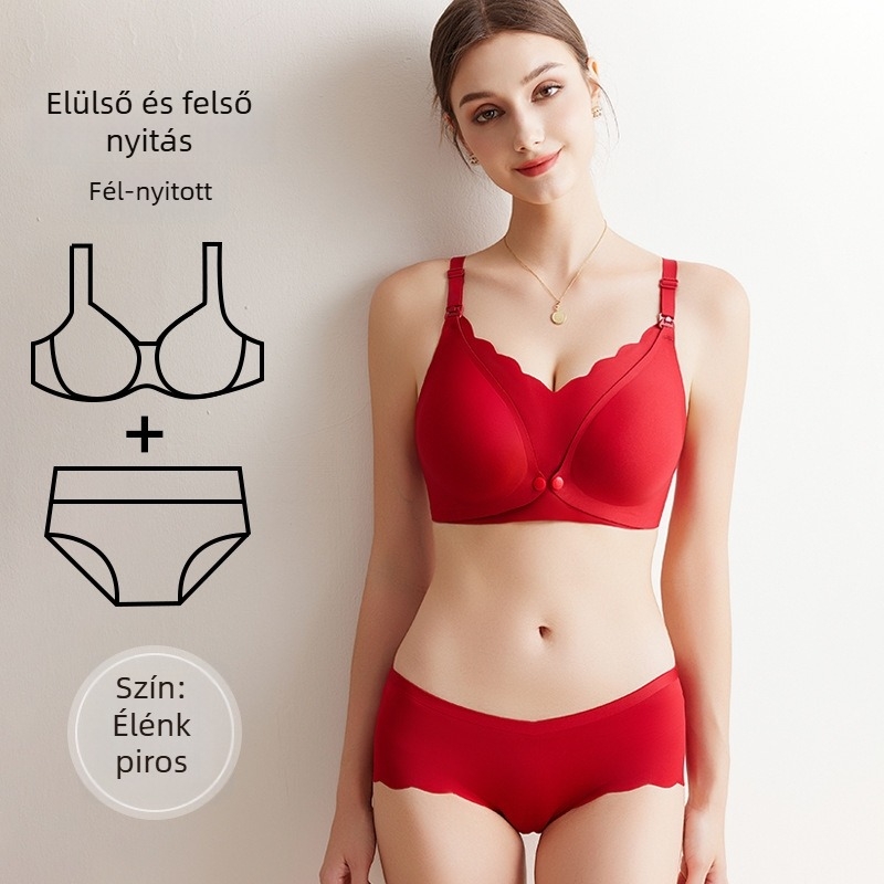 Nylon melltartó szett szoptatáshoz, 3/4 kosár, vékony formázott kosár, fix dupla vállpántok, hátul négy sor kapocs