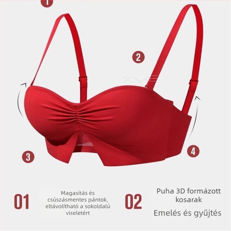 Nylon melltartó készlet levehető dupla vállpántokkal, felső támogatással és formázott kosarakkal (vékony felül, vastag alul)
