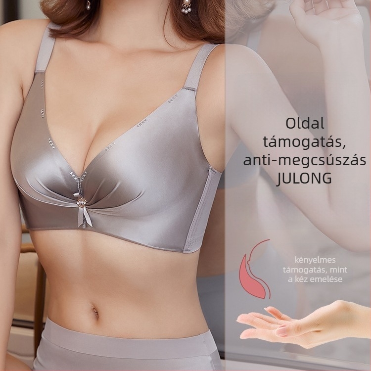 Női drót nélküli push-up melltartó készlet, 3/4 kosár, formázott felső rész és vastag alsó rész, állítható vállpántok, hátul négy kapocs