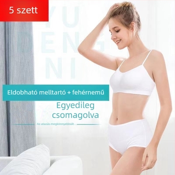 Egyszer használatos utazó fehérnemű levehető melltartó párnával, merevítő nélkül, pamut háromszög fazonú