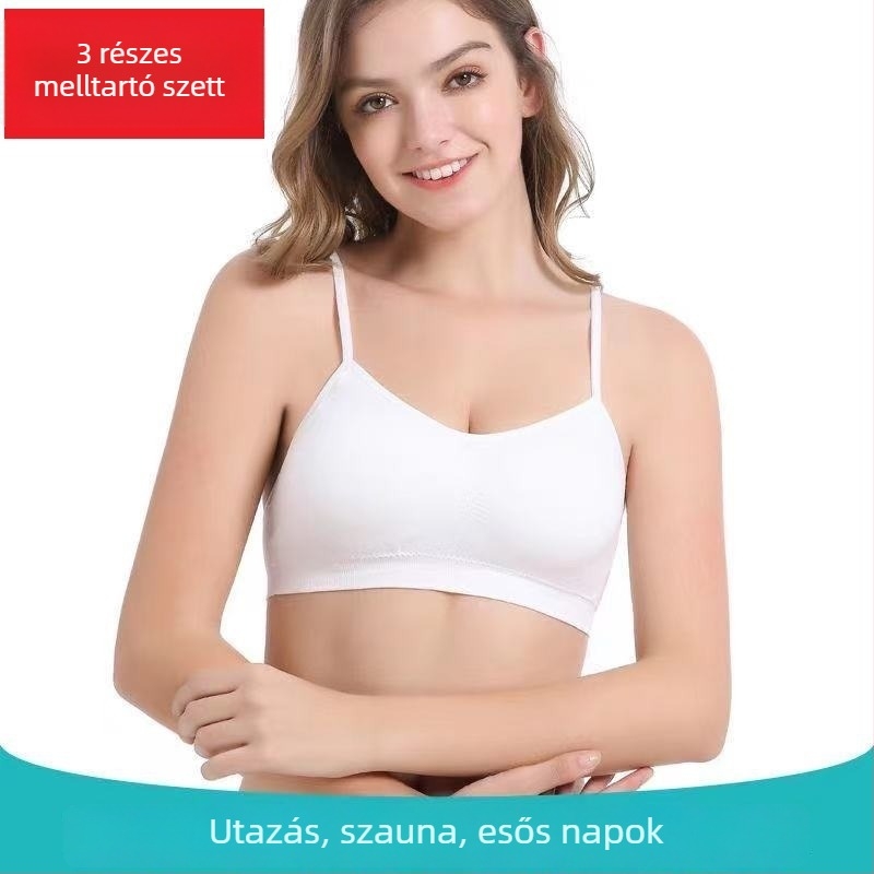Egyszer használatos utazó fehérnemű levehető melltartó párnával, merevítő nélkül, pamut háromszög fazonú
