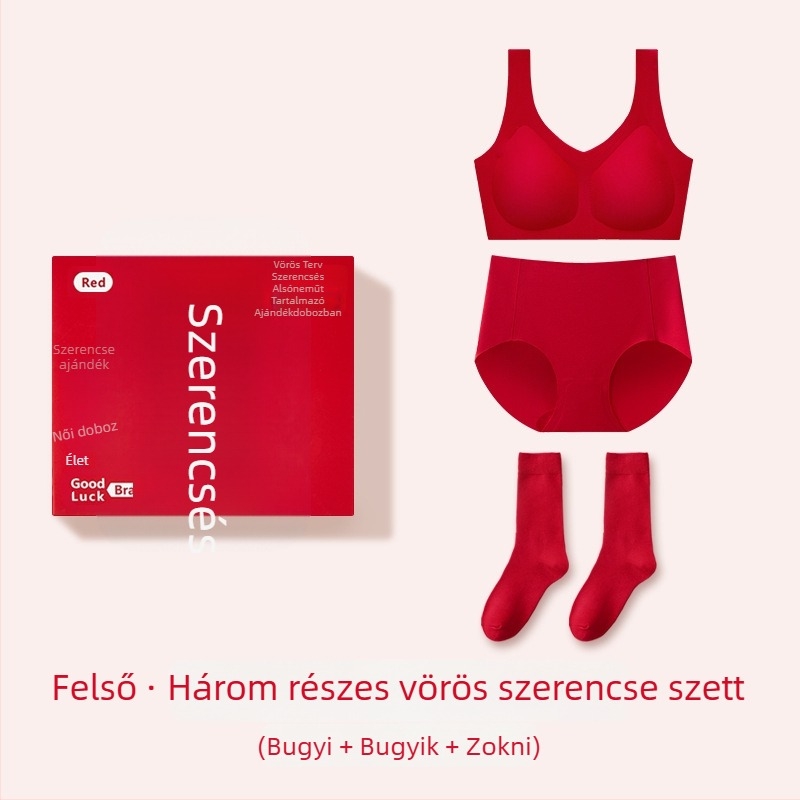 Menyasszonyi fehérnemű készlet — varrás nélküli, push-up, 3/4 kosár, közepes formájú kosár, rögzített dupla vállpánt, nylon anyag