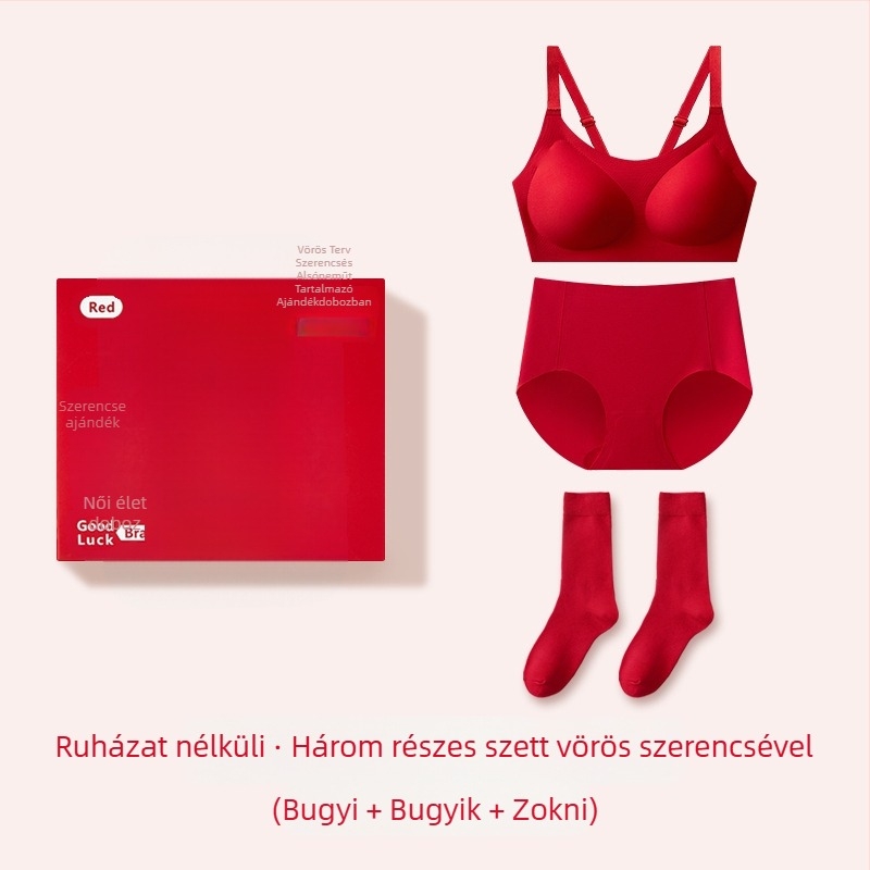 Menyasszonyi fehérnemű készlet — varrás nélküli, push-up, 3/4 kosár, közepes formájú kosár, rögzített dupla vállpánt, nylon anyag