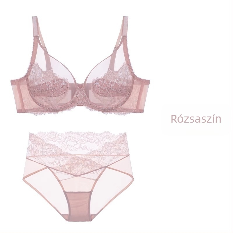 Női csipkés melltartó, 3/4 kosár, ultratiszta moldált, fő anyag nylon (70–80%), belső spandex, fix kettős vállpántok, hátul három soros zár