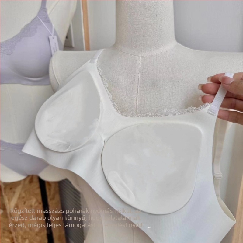 Varrat nélküli csipkés bralette szett vékony pántokkal, egy méret, szexi push-up nőknek