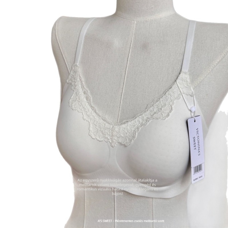 Varrat nélküli csipkés bralette szett vékony pántokkal, egy méret, szexi push-up nőknek