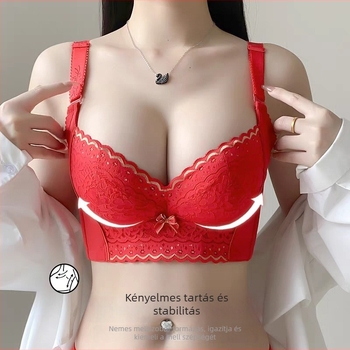 Vörös alakformáló melltartó szett push-up hatással, oldalsó összegyűjtéssel és anti-lógás funkcióval
