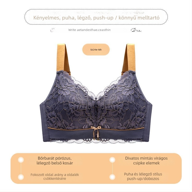 Esküvői csipkés melltartó, teljes kosár, vékony formázott kosár, fő anyag: nylon, hátul négy sor kapoccsal