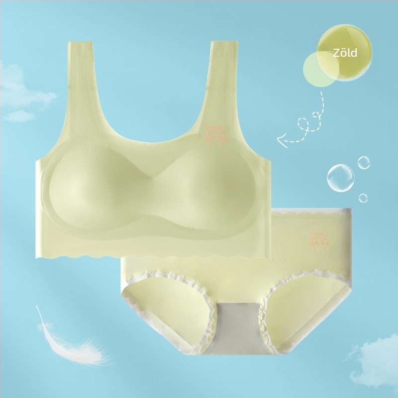 Latex párnázott fehérnemű készlet tinédzser lányok számára, varrás nélküli top és melltartó