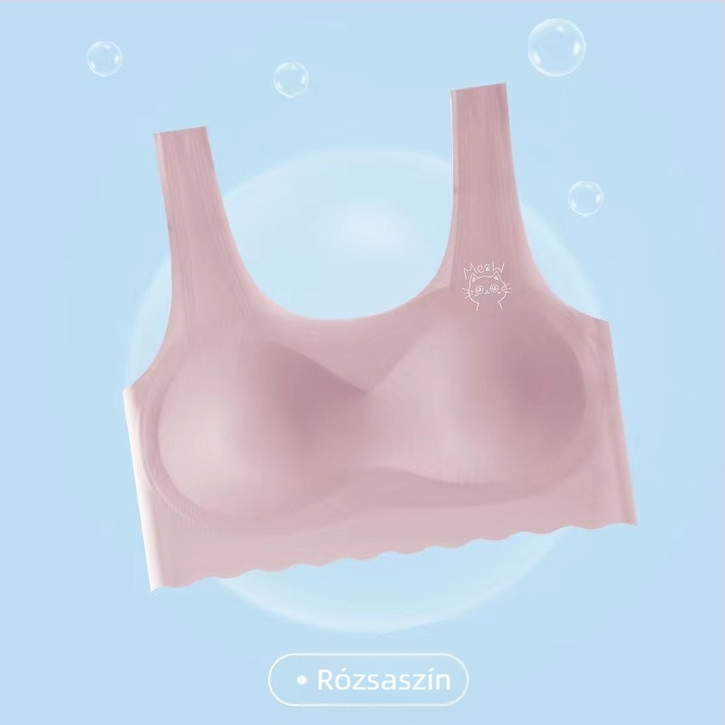 Latex párnázott fehérnemű készlet tinédzser lányok számára, varrás nélküli top és melltartó