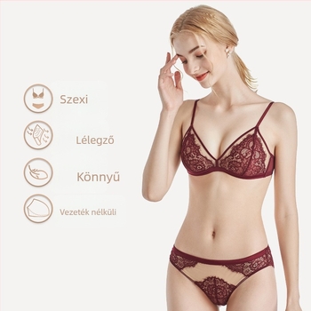 Vezeték nélküli csipkés fehérnemű szett 3/4-es kosaras, vékonyan formázott kosarak, francia stílusú