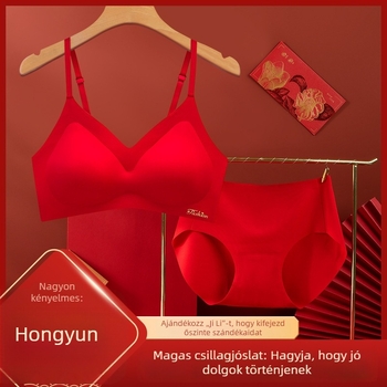 Piros menyasszonyi melltartó szett varratmentes kosarakkal, nylon anyagból, gyűjtés és oldalsó támasz
