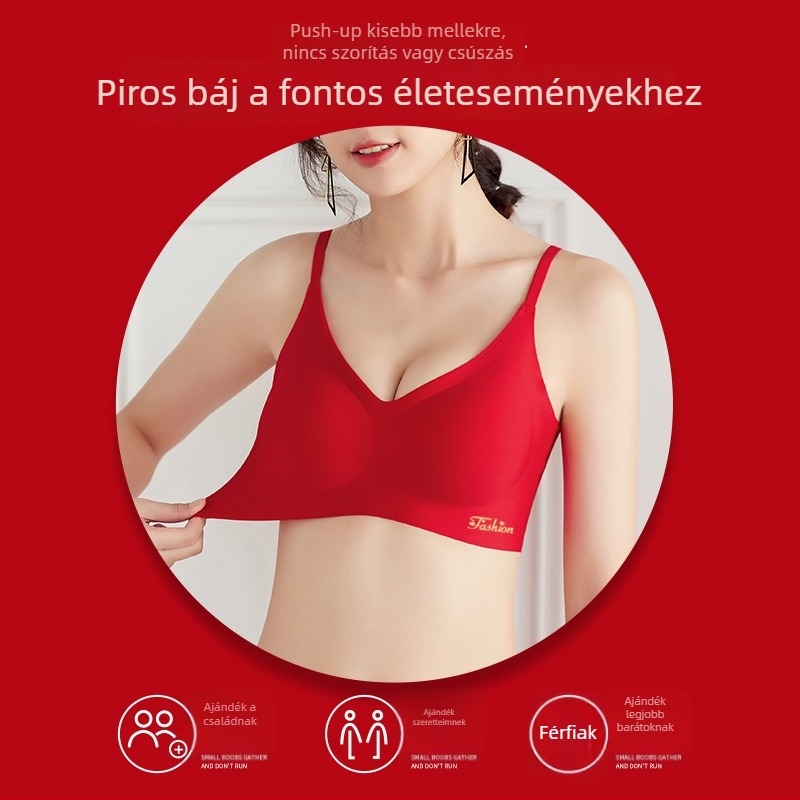 Piros menyasszonyi melltartó szett varratmentes kosarakkal, nylon anyagból, gyűjtés és oldalsó támasz