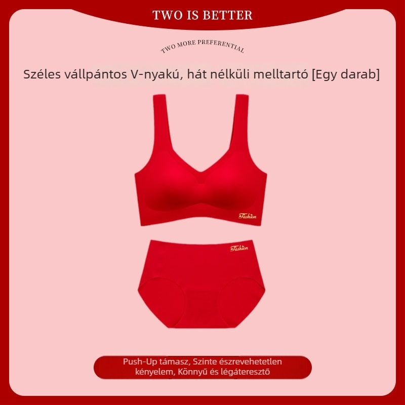 Piros menyasszonyi melltartó szett varratmentes kosarakkal, nylon anyagból, gyűjtés és oldalsó támasz