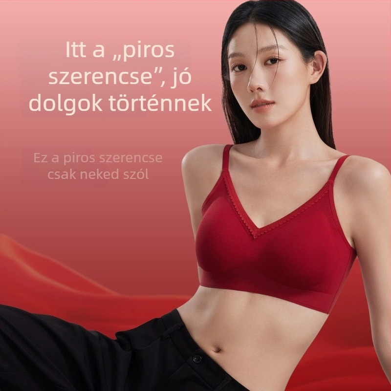 Ünnepi piros, seamless fehérnemű készlet push-up hatással és oldalsó támogatással a mellekhez, kényelmes és bőrbarát