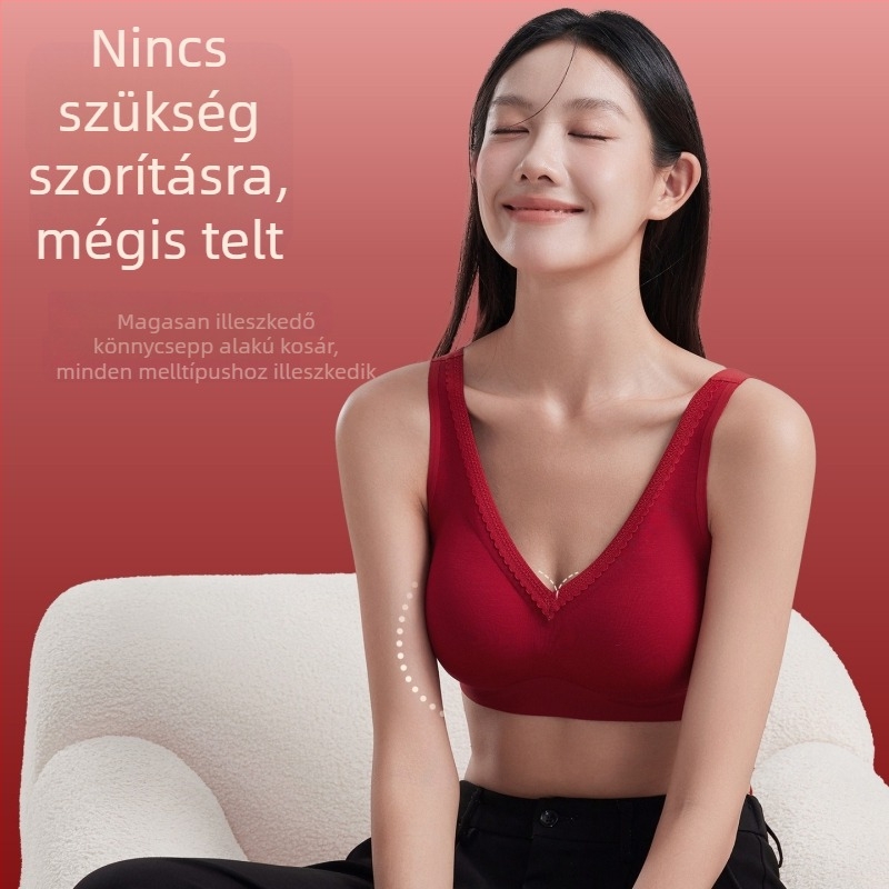 Ünnepi piros, seamless fehérnemű készlet push-up hatással és oldalsó támogatással a mellekhez, kényelmes és bőrbarát