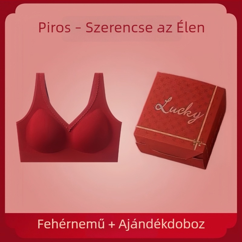 Ünnepi piros, seamless fehérnemű készlet push-up hatással és oldalsó támogatással a mellekhez, kényelmes és bőrbarát