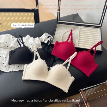 Csipkés melltartó drótok nélkül, teljes kosár, közepes formájú kosár, nylon anyagú és spandex bélés