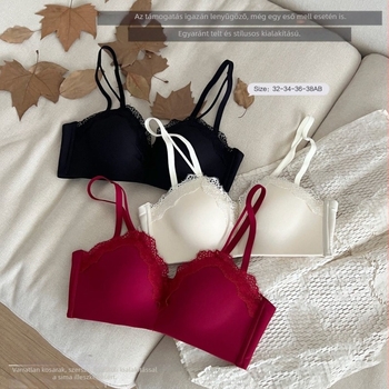 Csipkés melltartó drótok nélkül, teljes kosár, közepes formájú kosár, nylon anyagú és spandex bélés