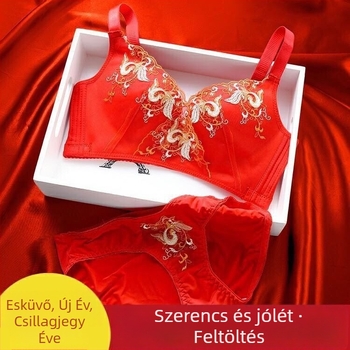 Női fehérnemű készlet, vezeték nélküli, hímzett, Push-up, 3/4-es kosár, levehető vállpántok