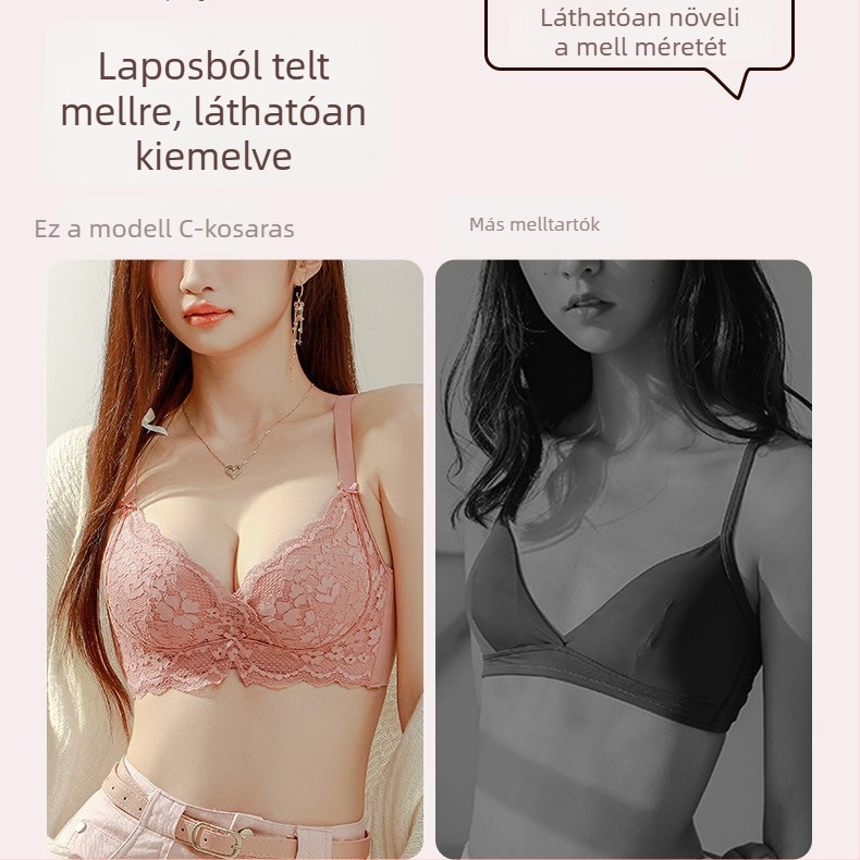 Női push-up melltartó és alsó készlet francia csipével, kis méretű mellekhez, vonzó lift és tartás