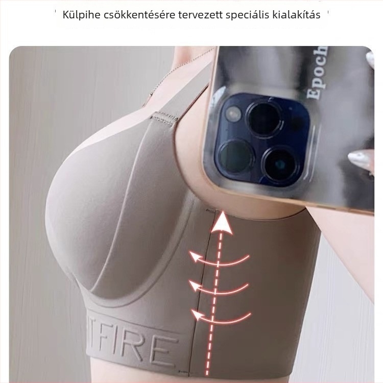 Pamut melltartó szett vékony formázott kosarakkal, rögzített kettős vállszíjakkal, hátul négy sor kapoccsal, lélegző, láthatatlan dizájn