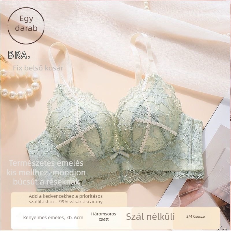 5 cm vastag push-up csipkés női melltartó szett, 3/4 kosár, a kerekebb vonalért