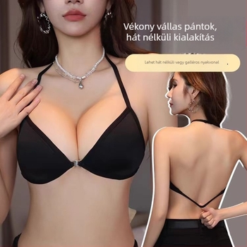 Pamutból készült halterneck melltartó, kosár 3/4, elülső csat, rögzített dupla vállpántok